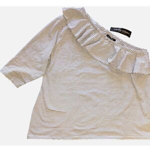 THE WENDY WILLIAMS COLLECTION 3X 95% Cotton Stretch 1 Shoulder Ruffles Flouncy